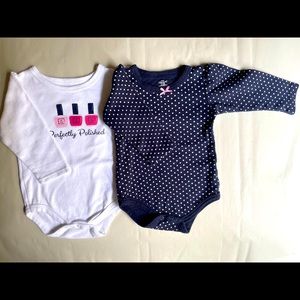 Baby Girl Cotton Long-Sleeves Bodysuits with Bow by Little Treasures 9-12 months
